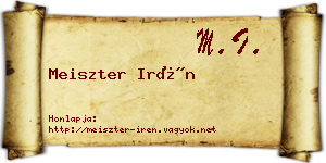 Meiszter Irén névjegykártya